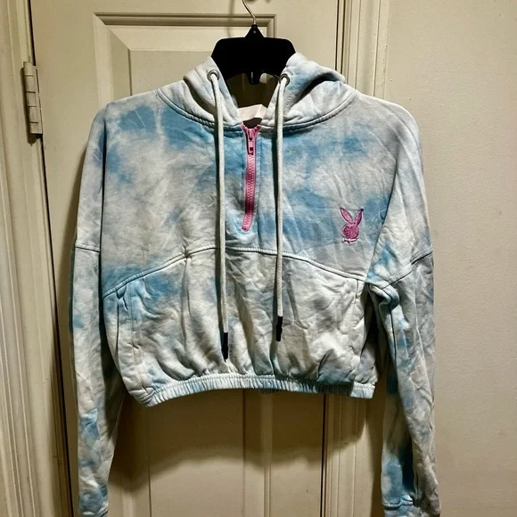 Fleece Hoodie Playboy Cropped Sweatshirt PLAYBOY Tops Playboy X